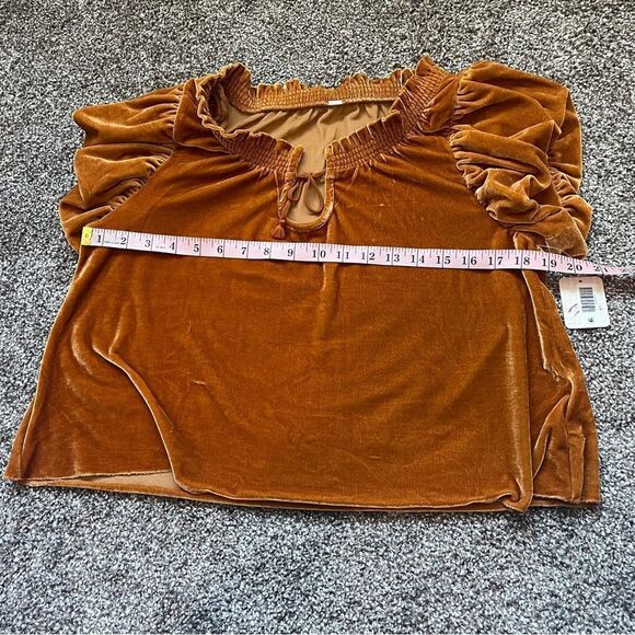 NWT Free People Terese Velvet Top in Pumpkin Pie | size XS - Picture 8 of 9